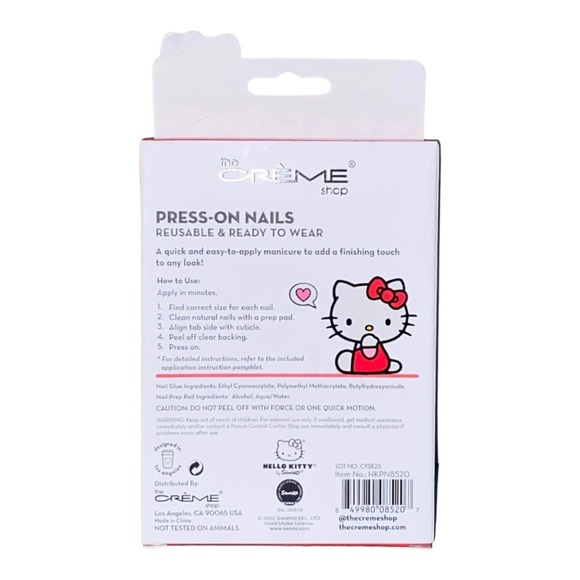 The Creme Shop Hello Kitty 24 Gel Press-On Ready to Wear almond shaped nails new - Picture 3 of 4